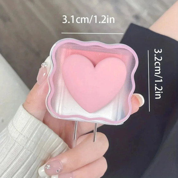 Big Pink Heart iPhone Charger Cover Cable Protectors P07 - Picture 2 of 4